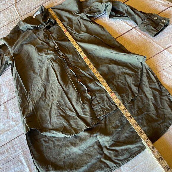 Free People x CP Shades High Low Button Down 100% Cotton Olive Brown Size XS - Picture 5 of 7
